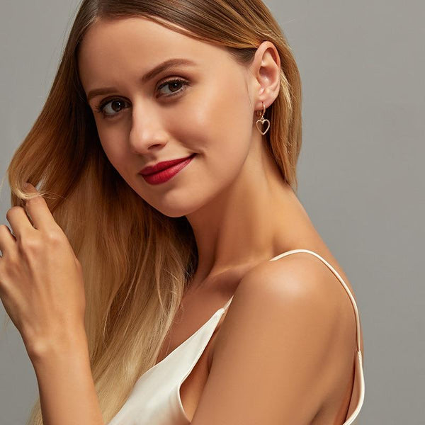ZYZQ Simple Design Classic Hollow Heart Drop Earrings For Women New Brand Fashion Ear Cuff Piercing Dangle Earring Gifts