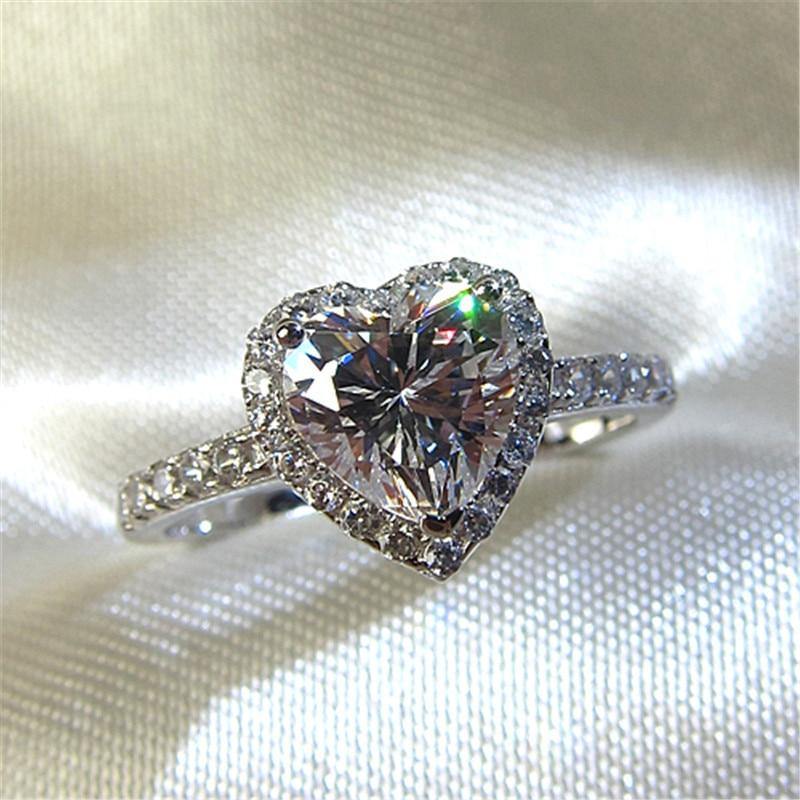CC Heart Rings for Women S925 Silver Wedding Engagement Bridal Jewelry Cubic Zirconia Stone Elegant Ring Accessories CC829