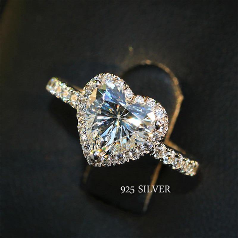 CC Heart Rings for Women S925 Silver Wedding Engagement Bridal Jewelry Cubic Zirconia Stone Elegant Ring Accessories CC829