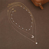 Multi-Layer Butterfly Pearl Necklace