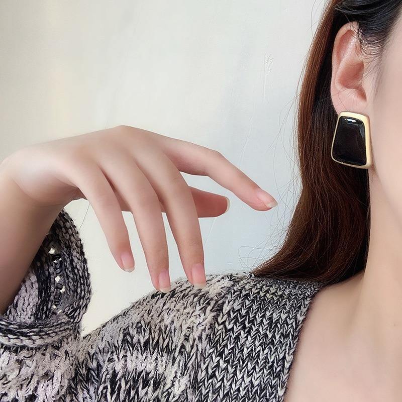 5Colors Black/White Enamel Korean Stud Earrings For Women 2019 Fashion Jewlery Simple Female Earring Oorbellen Aretes De Mujer