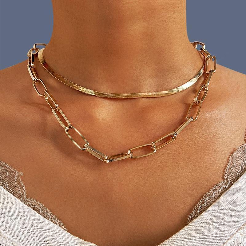 17KM Big Chain Choker Necklaces For Women Men Vintage Geometric Gold Necklaces Chunky Thick Fashion Female Jewelry Wedding Gift