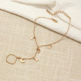 Simple Cute Star Moon Pendant Chain Bracelet Trendy Exquisite Connected Finger Bracelets Hand Accessories for Women Gifts