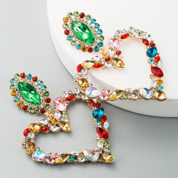 Za  Drop Earrings Jewelry Earrings Classy Lady Big Brand Earrings Baroque Heart Earrings Inlaid with Water Drop Color Rhinestone
