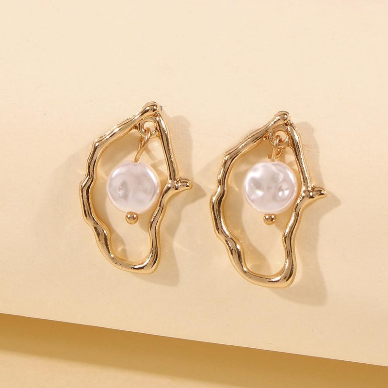 KMVEXO Gold Metal Geometric Baroque Irregular Imitation Pearl Earrings for Women 2020 Fashion Wedding Party Jewelry Pendientes