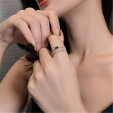 2020 Korea's New Retro Green Double-layer Ring Fashion Simple Versatile Open Ring Elegant Ladies' Jewelry