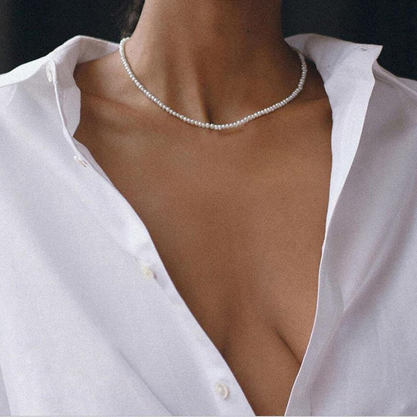 DAXI Beaded Choker Pearl Necklace For Women Gold Chain Necklaces Pendant Collar Chokers Chains Bead Necklace Womens Jewelry 2020