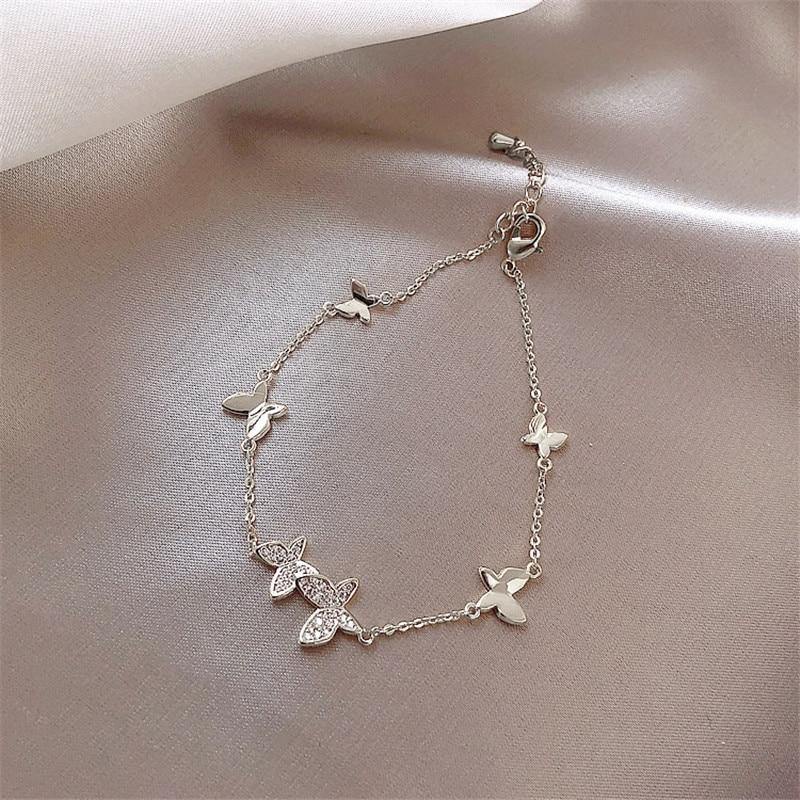 XIYANIKE Prevent Allergy 925 Sterling Silver Wedding Bracelet for Women Couples Classic Crystal Butterfly Hand Jewelry Gifts