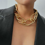Lacteo Punk Multi Layered Golden Chain Choker Necklace Jewelry for Women Hip Hop Big Thick Chunky Clavicle Chain Charm Necklace