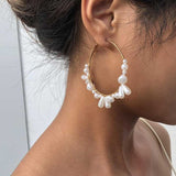 Boho-Pearl Hoop Earrings