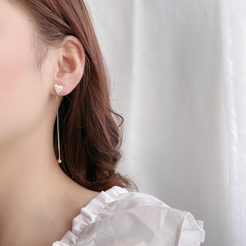 Long-Tassel Heart Earrings