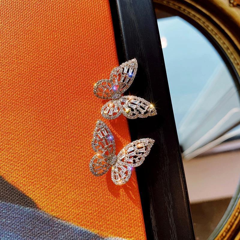 New Design Hot Sale Fashion Jewelry Premium Luxury Zircon Earrings Smart Butterfly Earrings for women gift