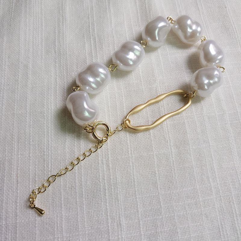 KMVEXO Baroque Irregular Simulated Pearls Gold Color Bracelets for Women Girls Summer Party Wedding Jewelry Bangles Gifts 2019