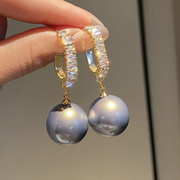 2021 New Fashion Korean Oversized White Pearl Drop Earrings for Women Bohemian Golden Round Pearl Wedding Earrings Jewelry Gift