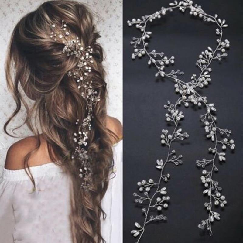Pearl Crystal Wedding Hair Vine Crystal Bridal Accessories Diamante Headband News Romantic Women Hair Jewelry Beauty