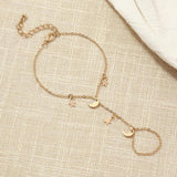Simple Cute Star Moon Pendant Chain Bracelet Trendy Exquisite Connected Finger Bracelets Hand Accessories for Women Gifts