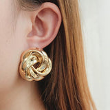 Big Vintage Metal Twisted Dangle Earrings For Women Charm Gold Color Za Maxi Statement Spiral Whirlpool Earrings Jewelry