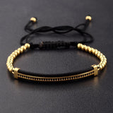 2020 Classic Luxury CZ Black Zircon Long Tubes&4MM Copper Beads Macrame Men Bracelets&Bangles For Women Jewelry Bileklik