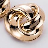 Big Vintage Metal Twisted Dangle Earrings For Women Charm Gold Color Za Maxi Statement Spiral Whirlpool Earrings Jewelry