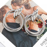 Flashbuy Oversized Hollow Round Alloy Drop Earrings For Women Geometry Alloy Earrings Wedding Pendientes Party Jewelry