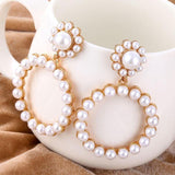 Sparkling Round Pearl Earrings - SLVR Jewelry