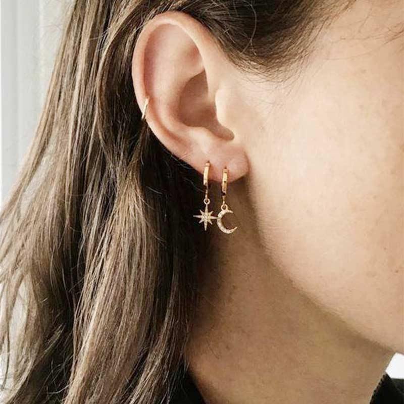 Star & Moon Dangle Earrings - SLVR Jewelry