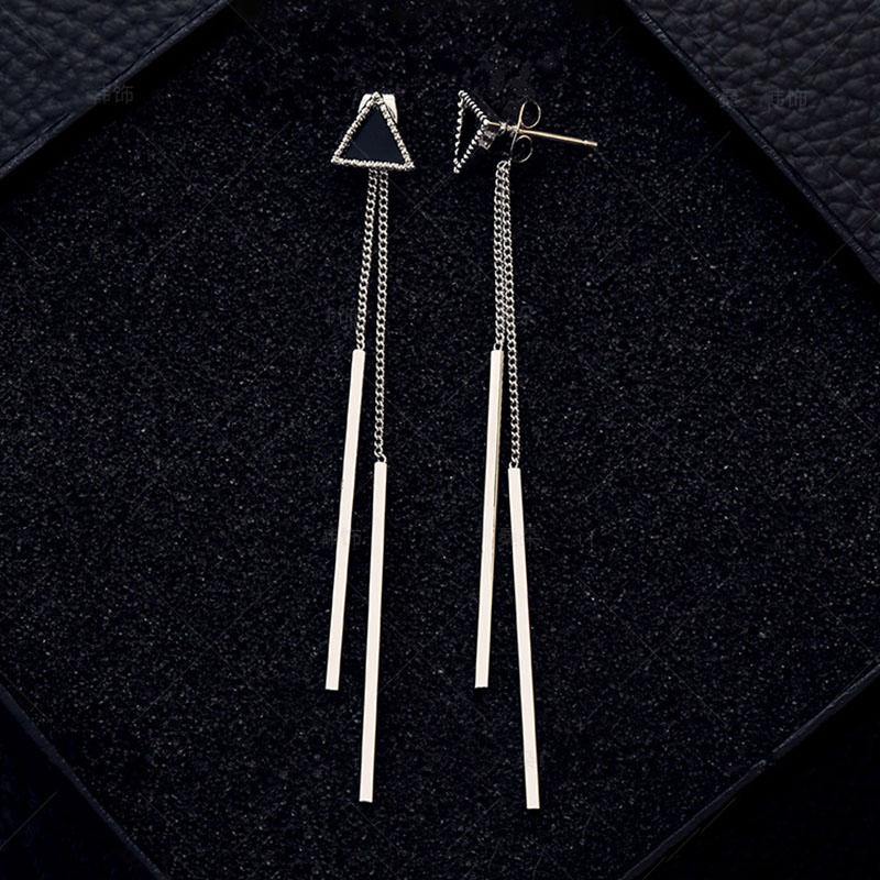 Korea Geometric Triangle Long Tassel Bar Drop Earrings For Women Minimalism Personality Ear Line Dangle Oorbellen Gift EB850