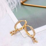 1 Pair Fashion Cute Initial A-z Letter Earrings Mirco Crystal Gold Small Hoop Earings For Women alphabet Fashion Jewellery 2020