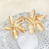 Docona Elegance Gold Big Flower Drop Dangle Earring for Women Trendy Metal Floral Party Jewelry Gift Pendientes 3839