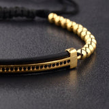 2020 Classic Luxury CZ Black Zircon Long Tubes&4MM Copper Beads Macrame Men Bracelets&Bangles For Women Jewelry Bileklik