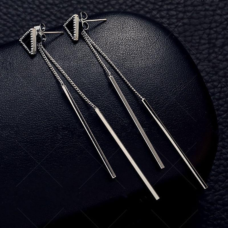 Korea Geometric Triangle Long Tassel Bar Drop Earrings For Women Minimalism Personality Ear Line Dangle Oorbellen Gift EB850