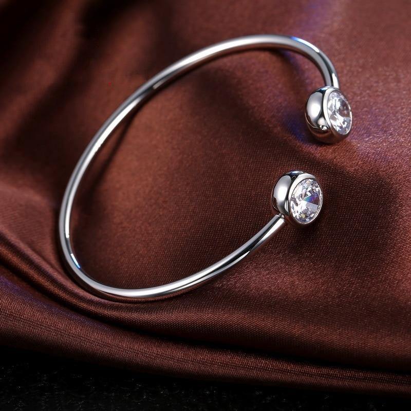 Sparkling Silver Open-Cuff Bangle - SLVR Jewelry