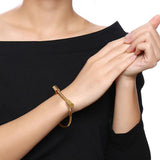 No fade 316L Stainless Steel Titanium Bracelets&Bangles Women Cuff Bracelet Female Metal Screw Brand Design Ladies Wrist Jewery