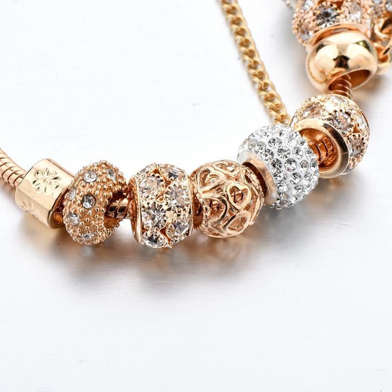 ATTRACTTO Luxury Crystal Heart Charm Bracelets&Bangles Gold Bracelets For Women Jewellery Pulseira Feminina Bracelet Sbr170020