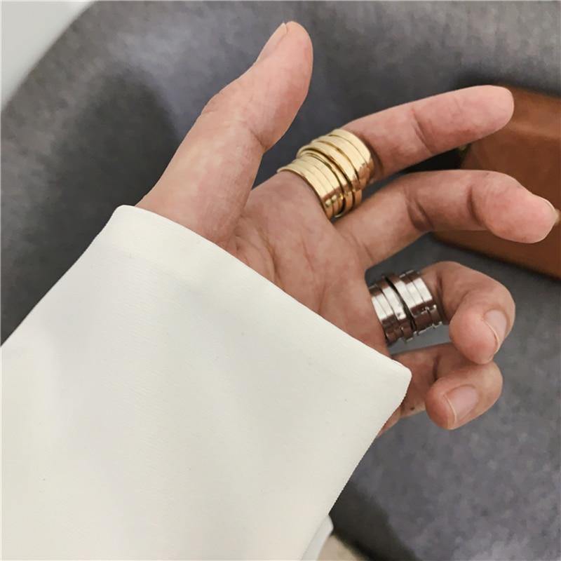 New Minimalist Rings Vintage Multi-layer Wide Ring Simple Exquisite Rings For Women Girls Fashion Jewelry Accessories Wholesale