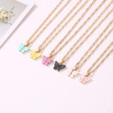 Sweet Acrylic Color Butterfly Necklace For Women Long Wild Clavicle Chain Pendant Refined Stylish Mujer Gift 2020 Trendy Gold