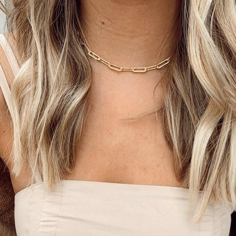 Stainless Steel Link Chain Choker Necklaces For Women Delicate Simple Necklace Friends Gift Jewelry Kolye