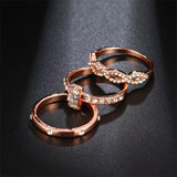 Fashion Charm Stackable Twisted Crystal Wedding Engagement Ring Ladies Engagement Rings Rose Golden Color Rings Jewelry