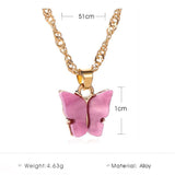 Sweet Acrylic Color Butterfly Necklace For Women Long Wild Clavicle Chain Pendant Refined Stylish Mujer Gift 2020 Trendy Gold