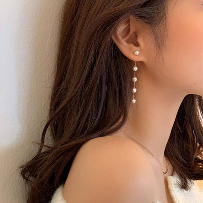 Elegant Long-Pearl Earrings