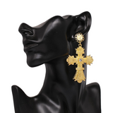 Baroque Cross-Drop Earrings
