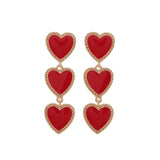 New Bohemian Enamel Circle Love Heart Long Dangle Earrings For Women Exaggerated Big Red Statement Earrings For Party