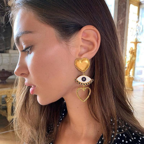 Heart-Gold Drop Earrings
