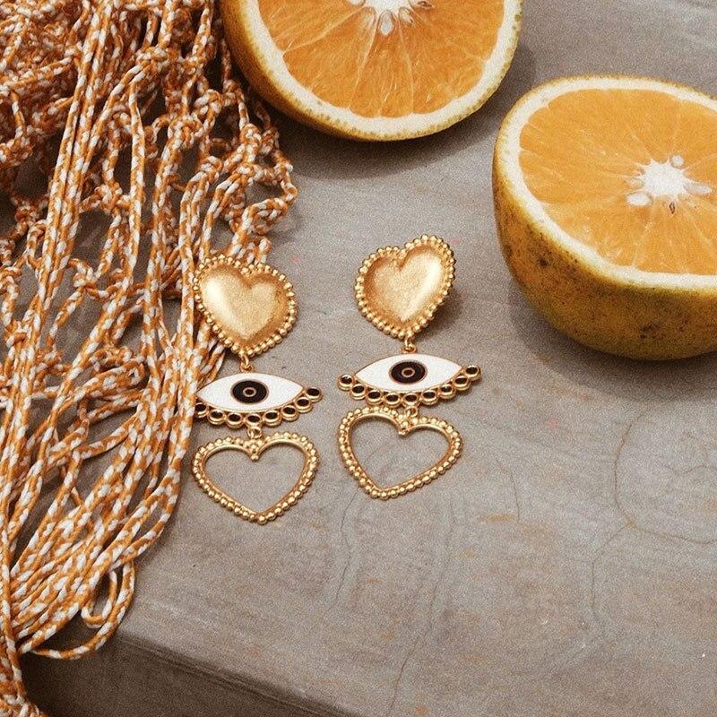 Heart-Gold Drop Earrings