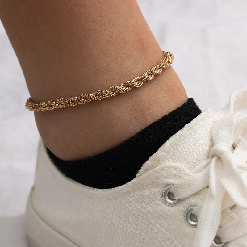 Cuban Twisted-Chain Anklet