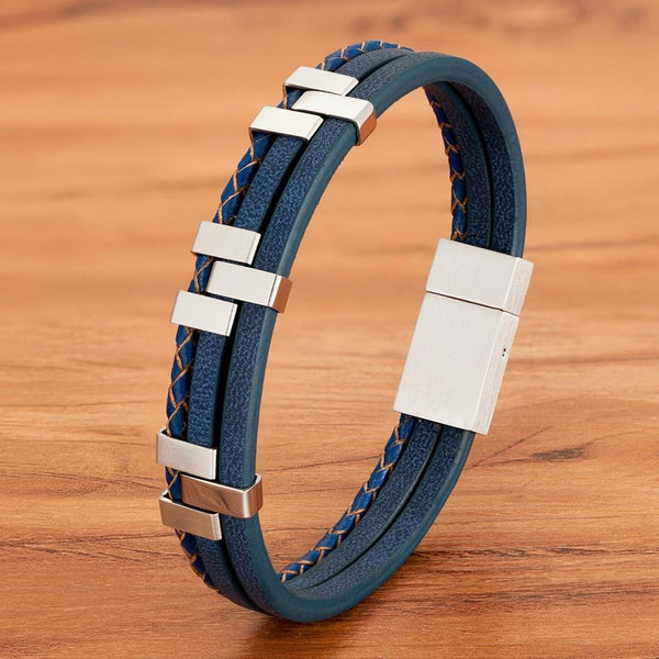 Trio-Layer Leather Bracelet