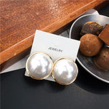 White Round-Pearl Earrings
