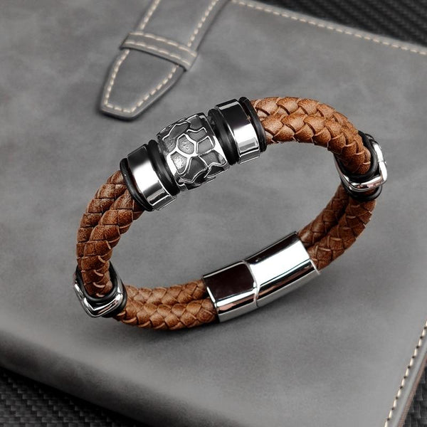 Cracked-Bead Leather Bracelet