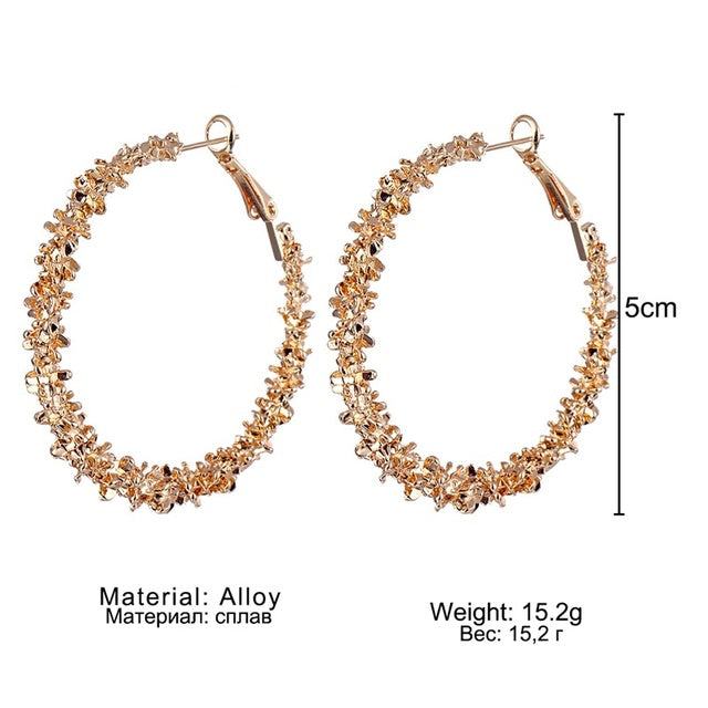 Fashion Irregular Spiny Circle Earrings Vintage Gold Silver Color Crystal Round Earrings For Women Jewelry