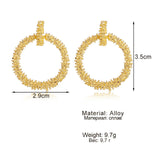 Fashion Irregular Spiny Circle Earrings Vintage Gold Silver Color Crystal Round Earrings For Women Jewelry